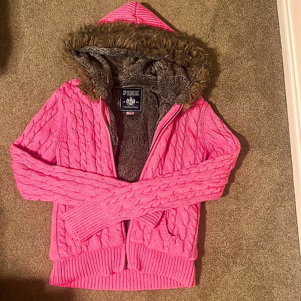 PINK VICTORIAS SECRET KNITTED HOT PINK SWEATER